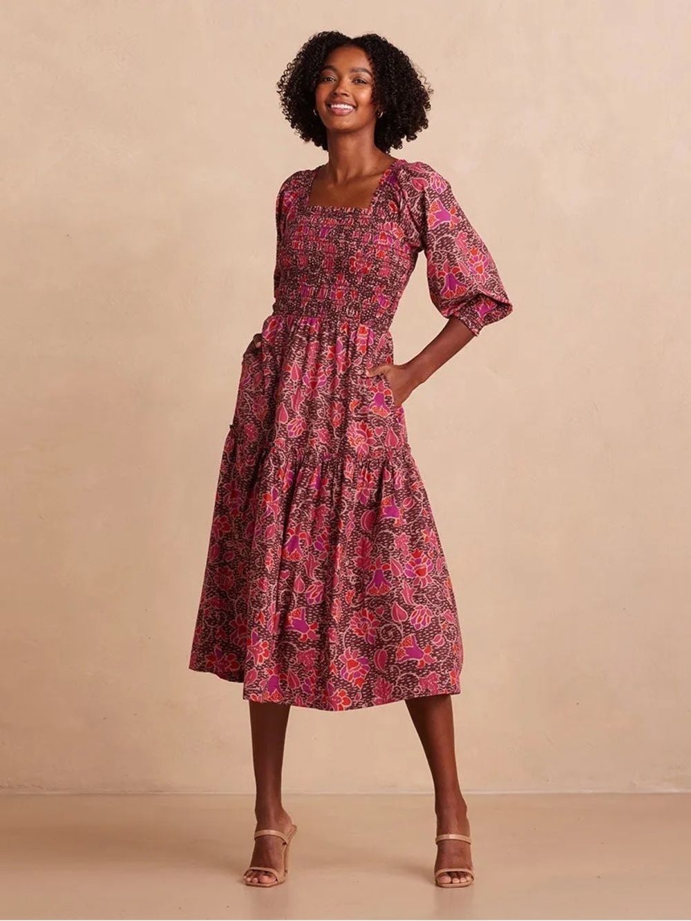 Summersalt Countryside Poplin Smocked MIDI Dress